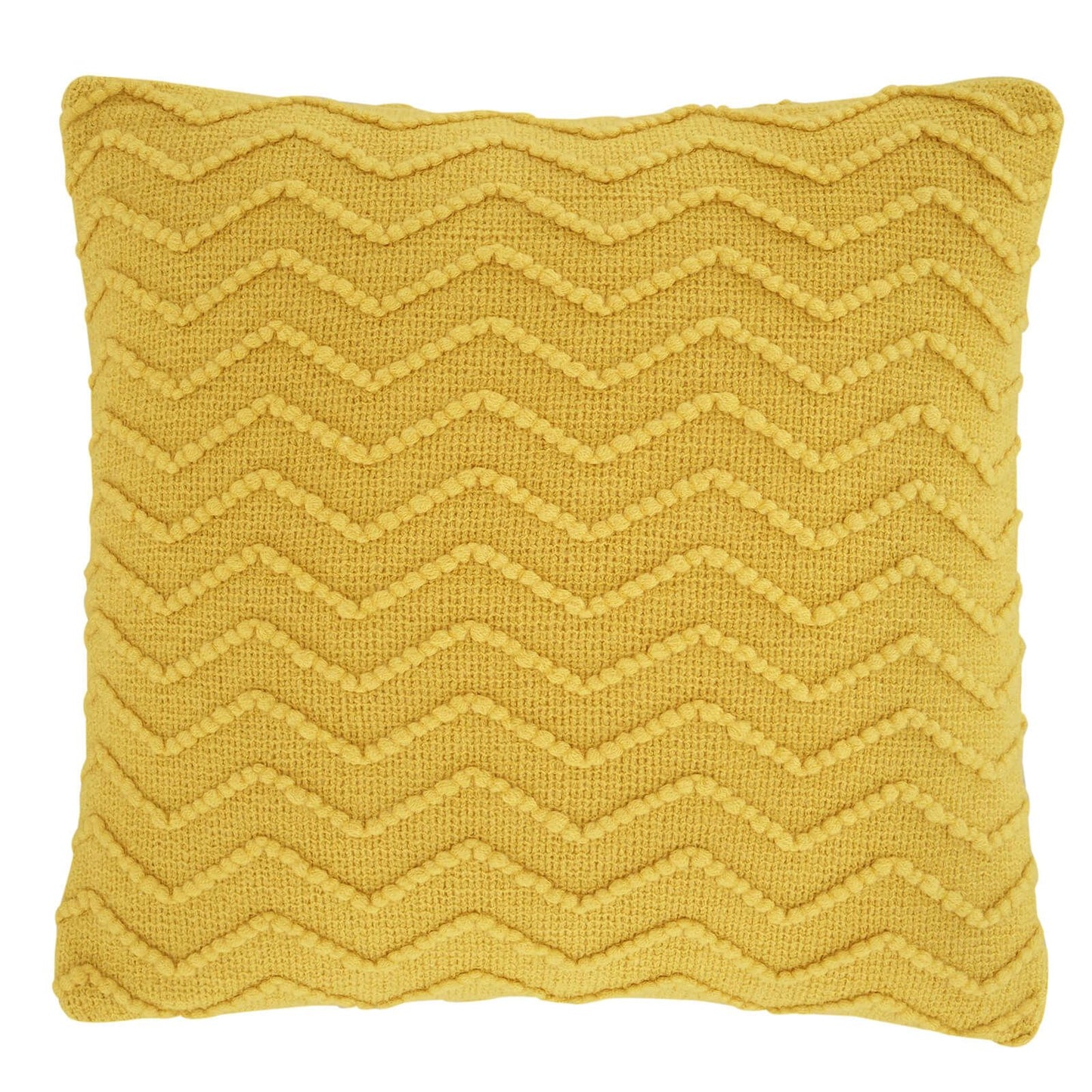 Chevron Knit Ochre Filled Cushion