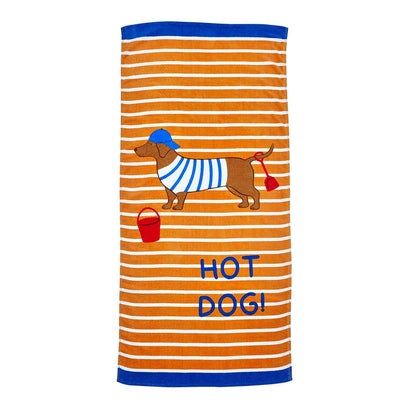 Hot Dog Orange Beach Towel