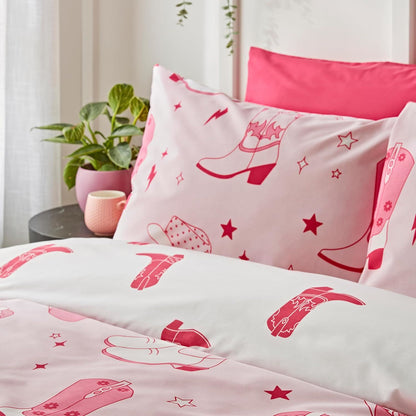Cowgirl Boot Pink Duvet Cover Set