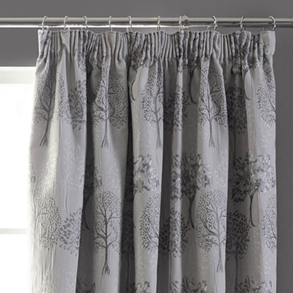 Arden Floral Silver Pencil Pleat Curtains