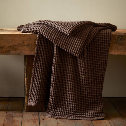 Pineapple Elephant Jaipur Chunky Waffle Cotton Blanket Throw Chocolate - 150x200cm
