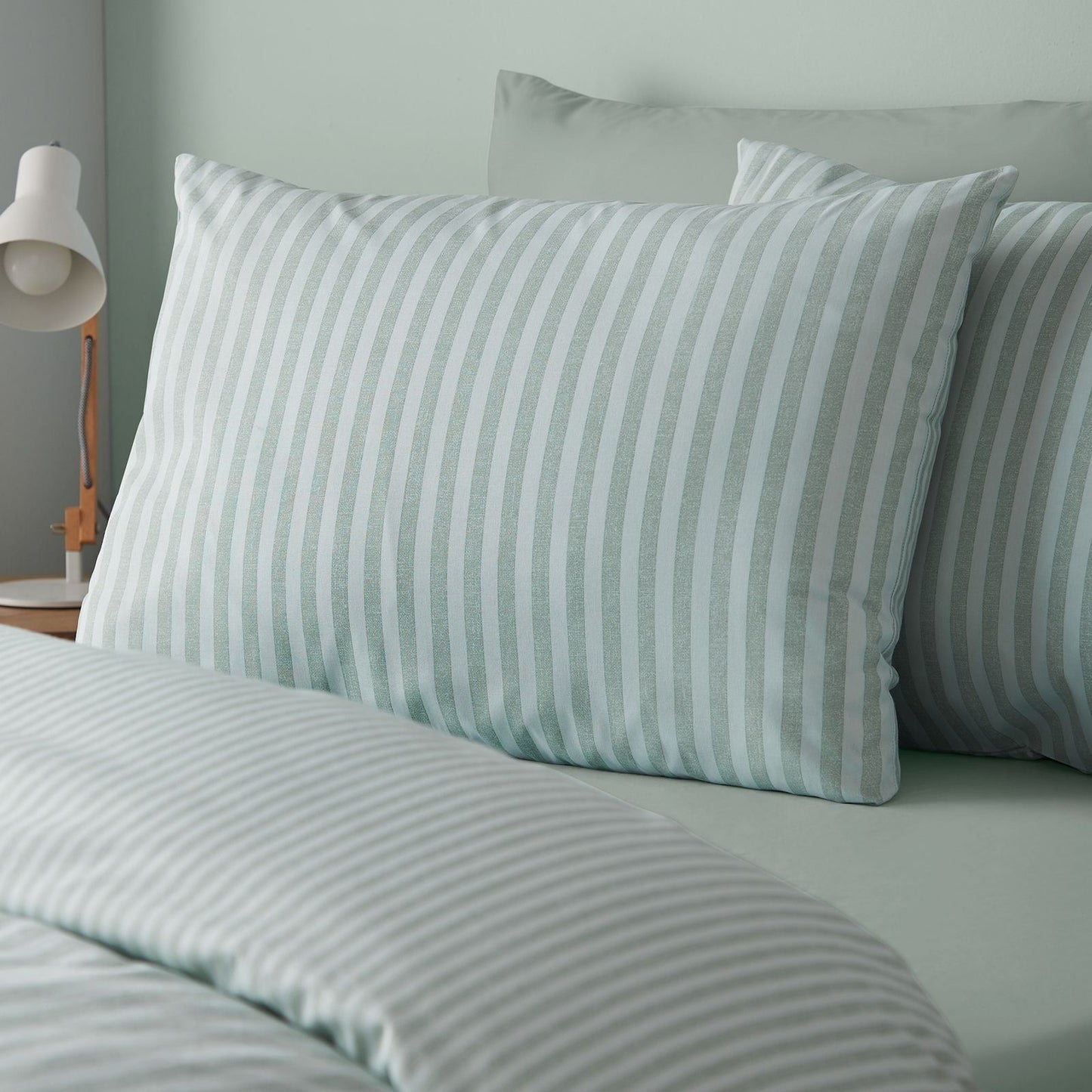 Catherine Lansfield Epping Textured Stripe Green Duvet Cover Set