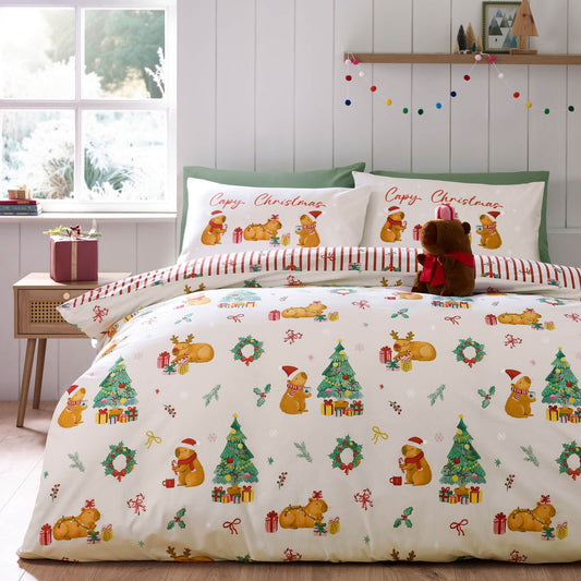 catherine-lansfield-capy-christmas-printed-reversible-bedding-duvet-cover-set-cream