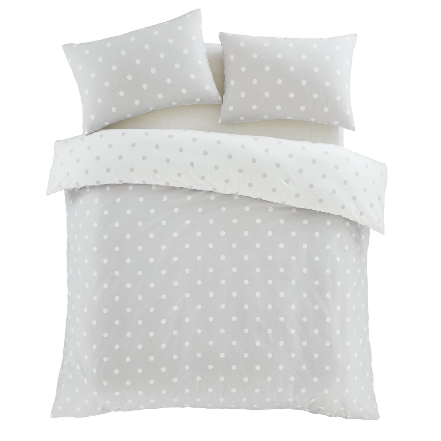 Brushed Polka Dot Grey Duvet Cover Set