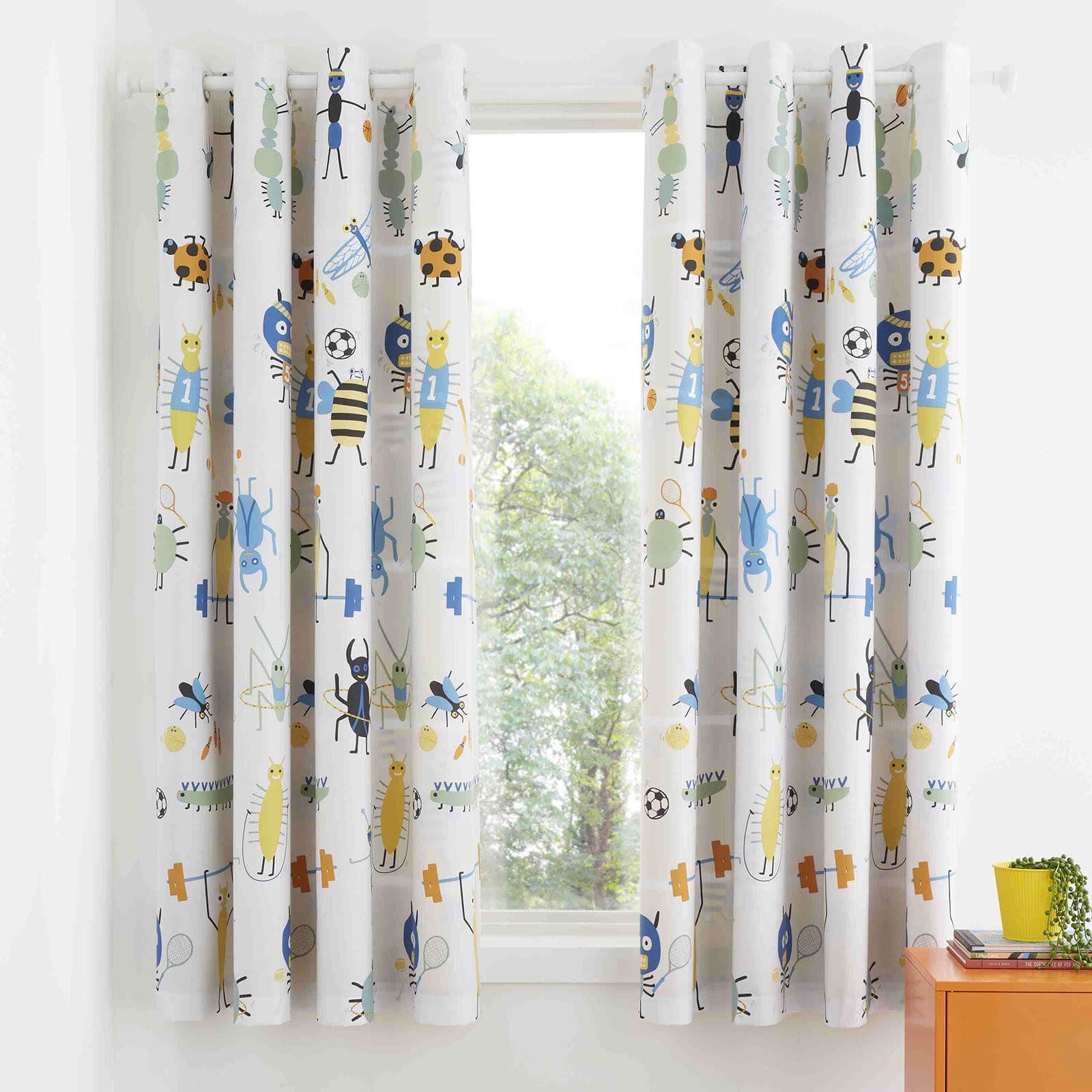 Living Bug Tastic Yellow Eyelet Curtains