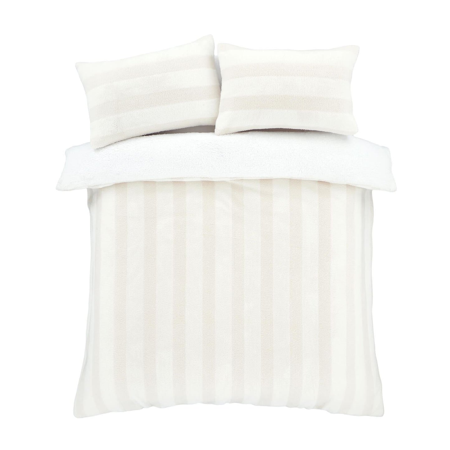 Cosy Soft Stripe Fur Cream Duvet Cover Set