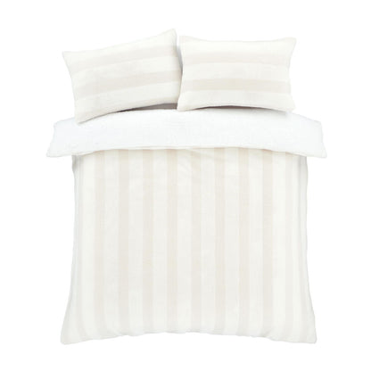 Cosy Soft Stripe Fur Cream Duvet Cover Set