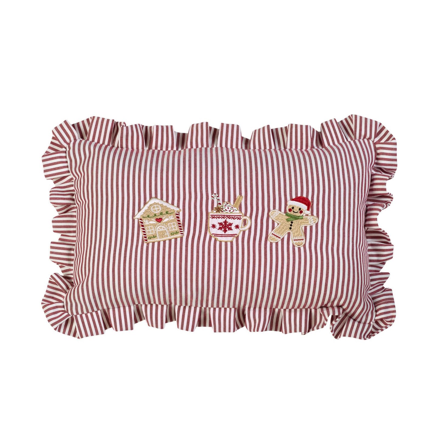 Catherine Lansfield Christmas Gingerbread Stripe Cushion Natural - 30x50cm