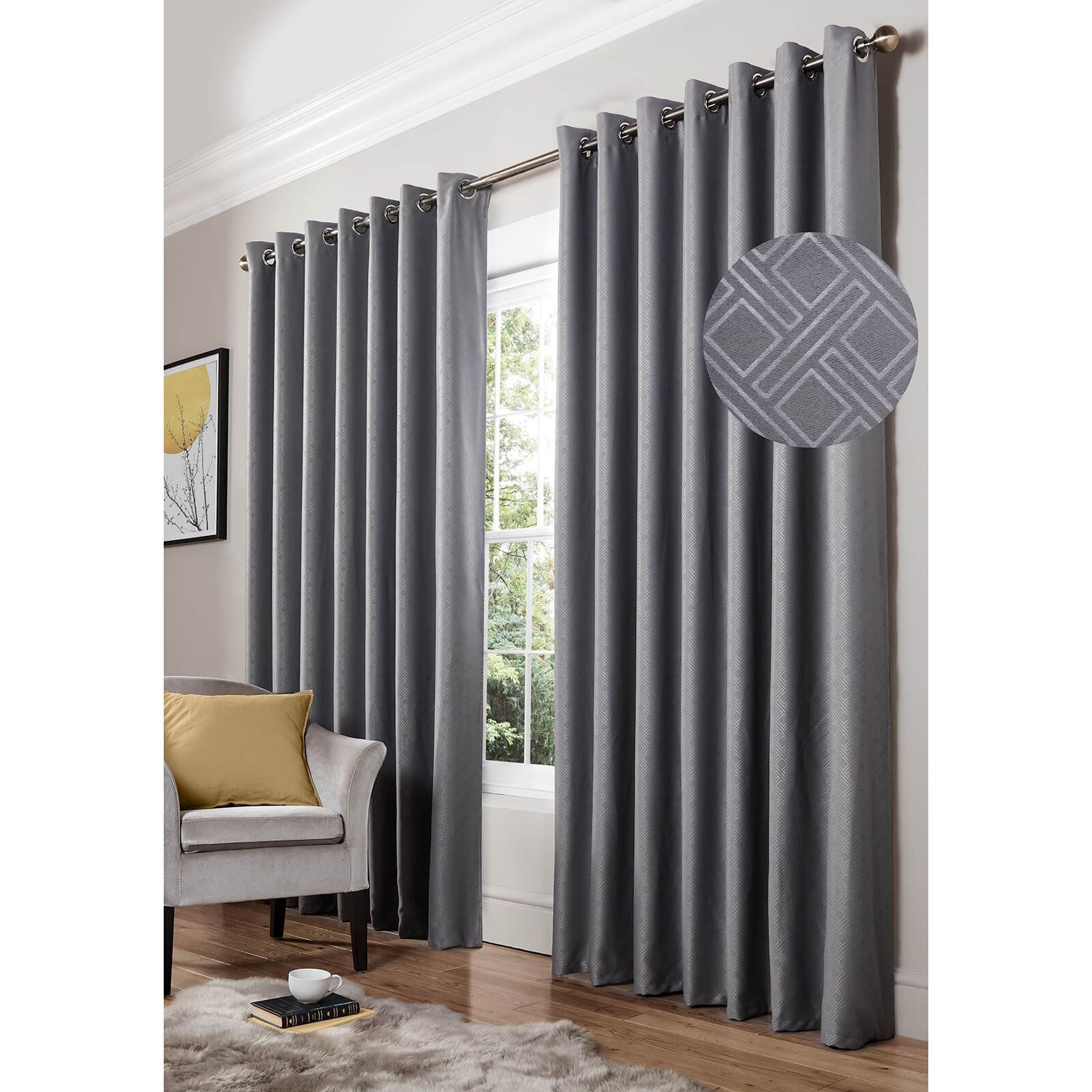 Diamond Silver Eyelet Curtains