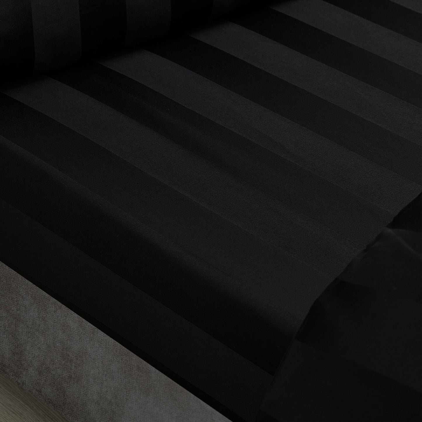 Catherine Lansfield So Soft Satin Stripe Black Fitted Sheet