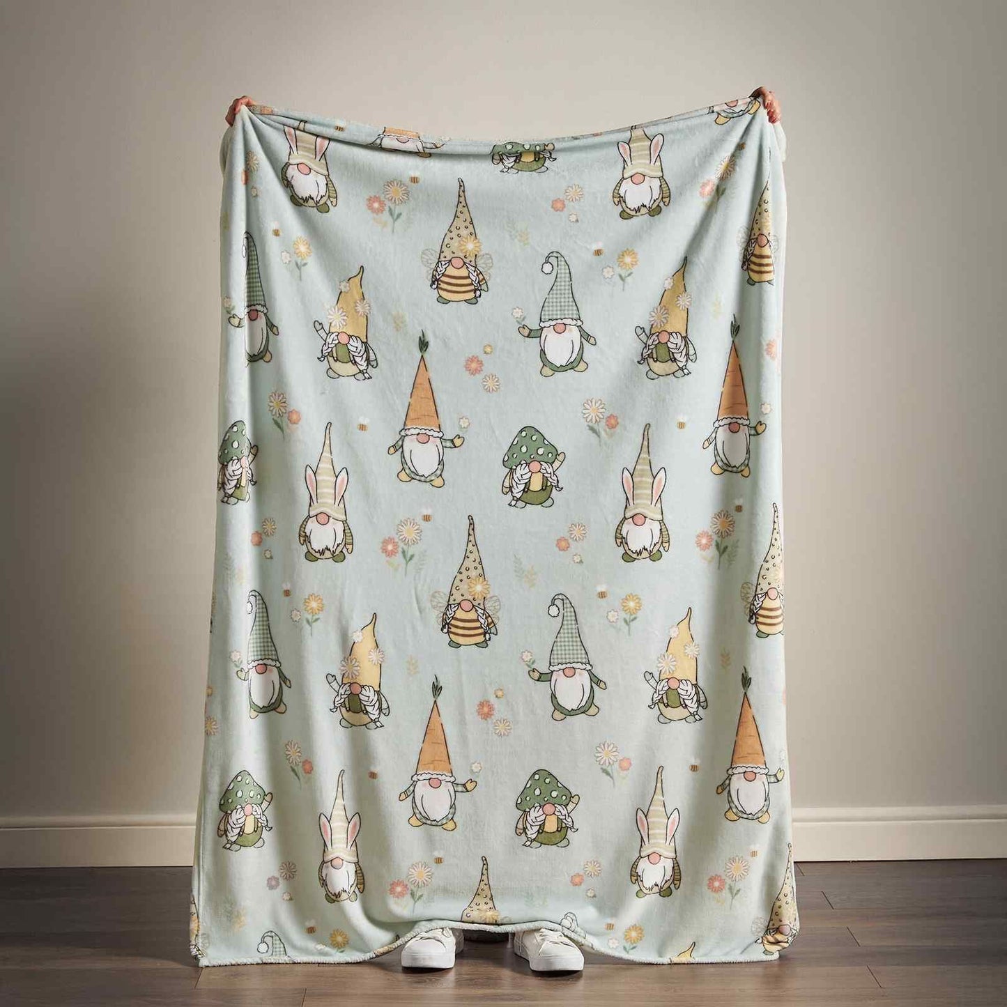 Spring Gonks Mint Green Blanket Throw