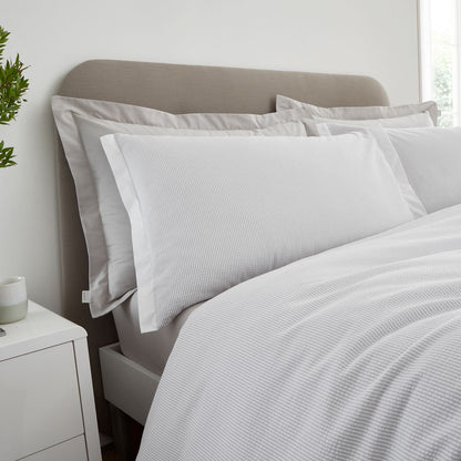 Bianca Seersucker Woven Stripe Grey Duvet Cover Set