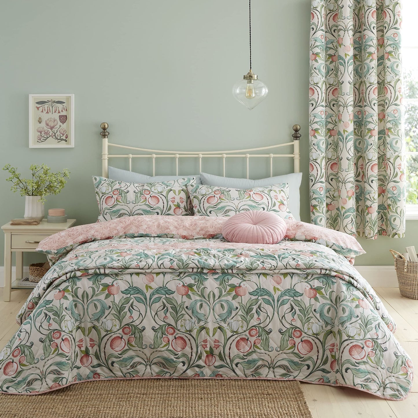 Clarence Floral Natural/Green Duvet Set