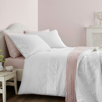 Bianca Fine Linens Elise Lace Cotton Bedding Duvet Cover Set White