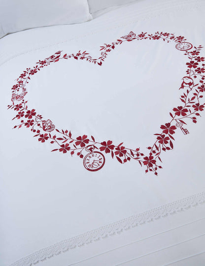 Heart White Duvet Set