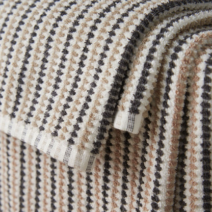 Catherine Lansfield Rice Weave Stripe Grey Towel and Sheet