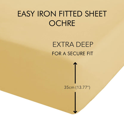 Easy Iron Percale Ochre Fitted Sheet