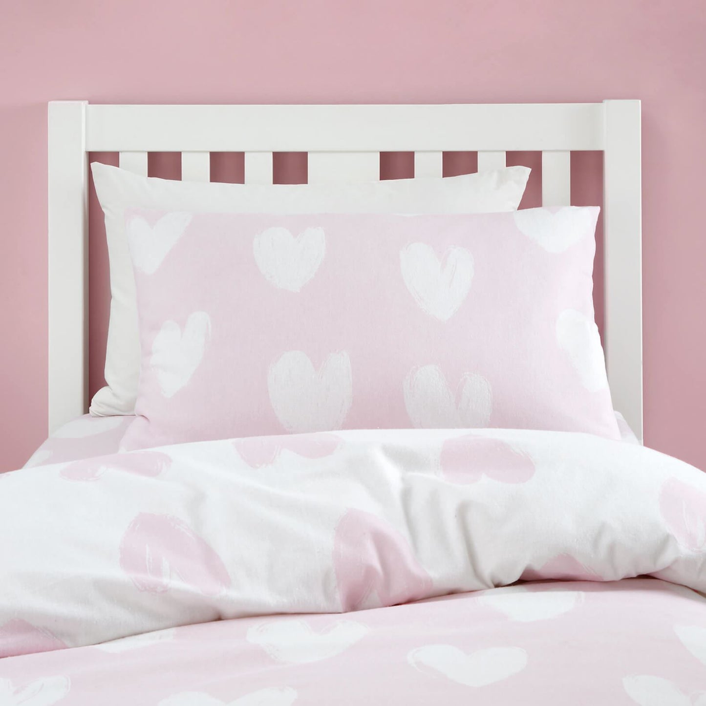 Brushed Hearts Pink Duvet Cover Set