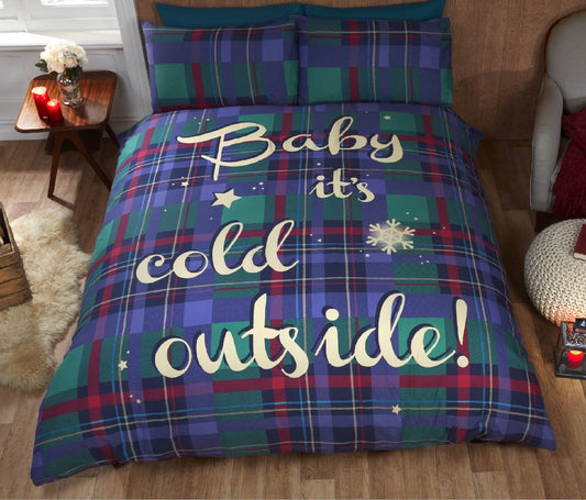 Baby Its Cold Outside Blue Duvet Set