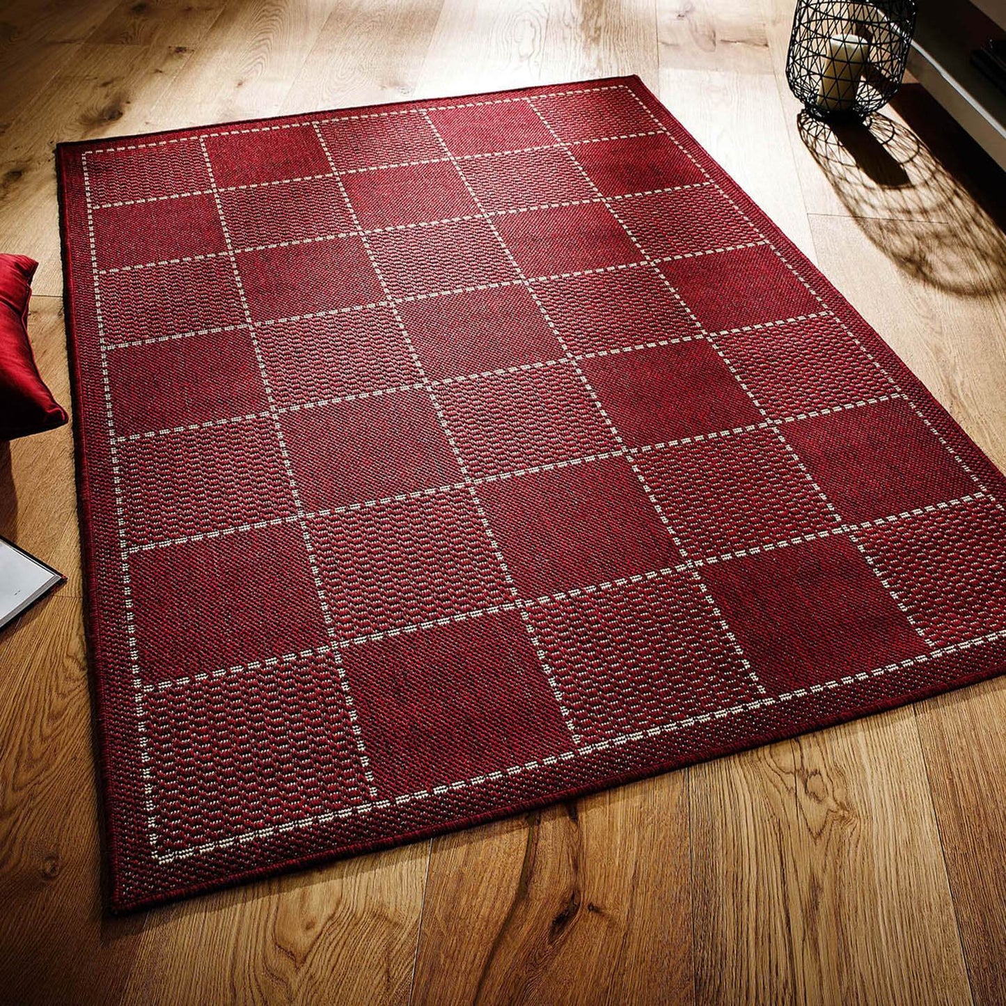 Oriental Weavers Checked Flatweave Red Rug