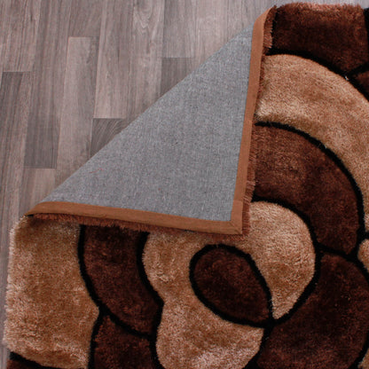 Ultimate Home Living 3D Carved Rose Chocolate Rug