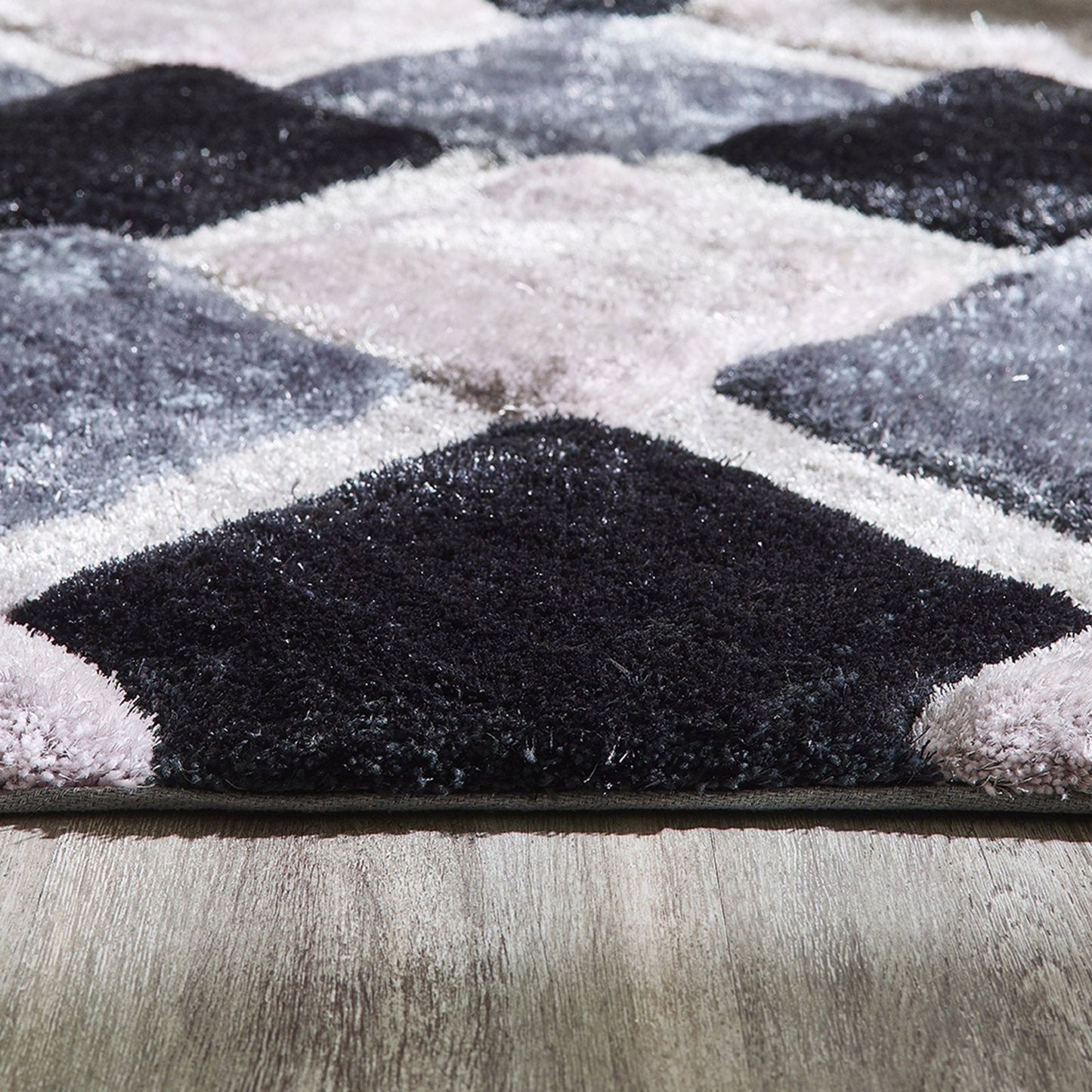 Origins 3D Geo Shaggy Grey Rug