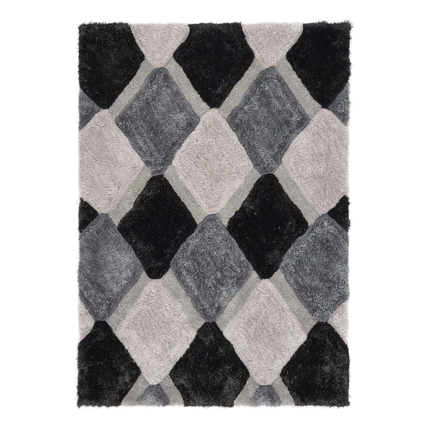 Origins 3D Geo Shaggy Grey Rug