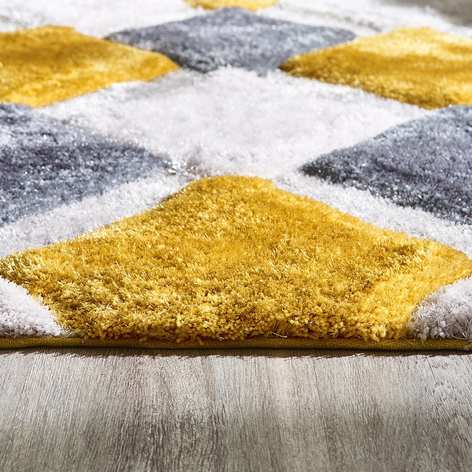 Origins 3D Geo Shaggy Ochre Rug