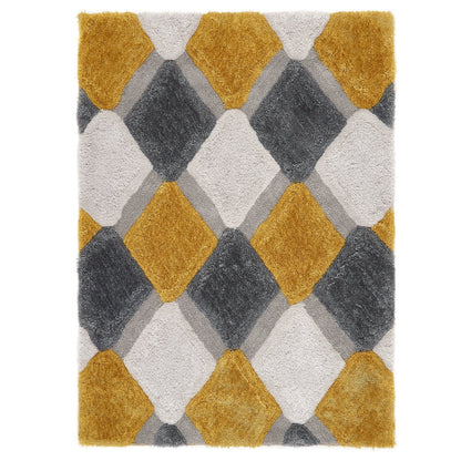 Origins 3D Geo Shaggy Ochre Rug