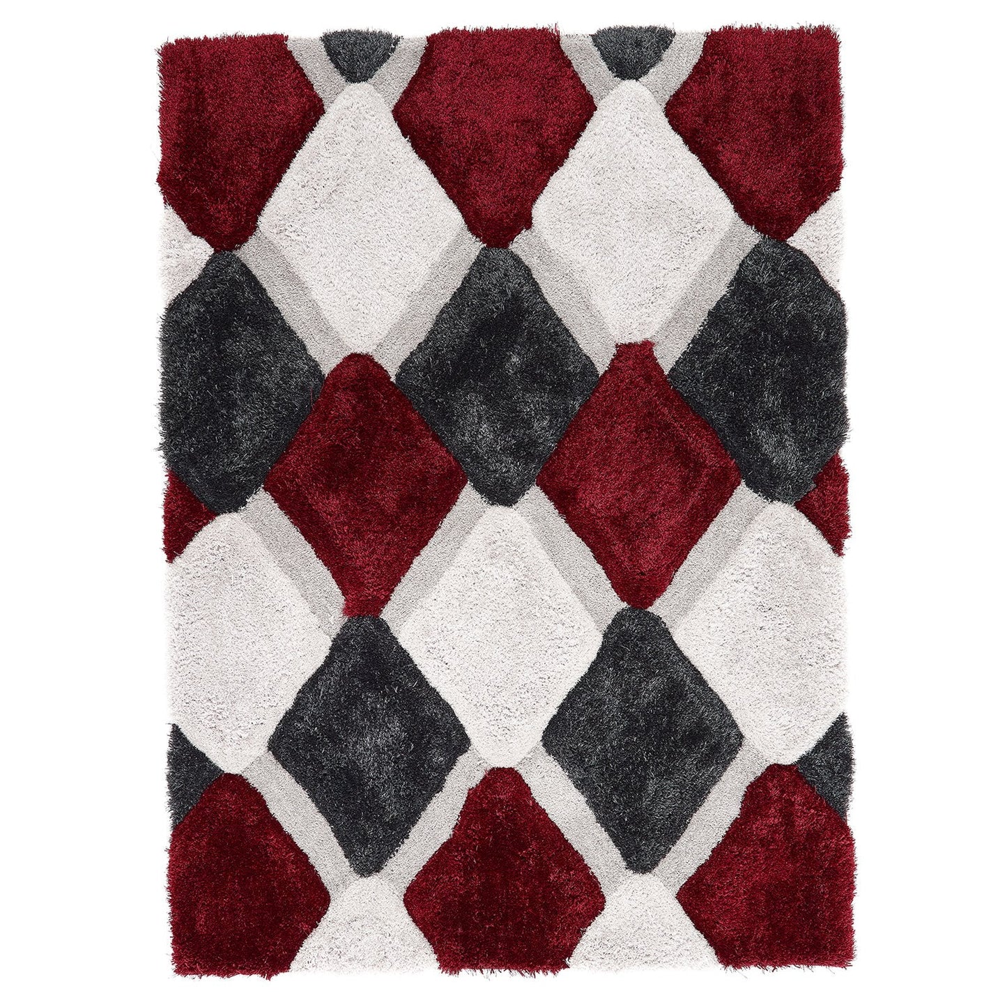 Origins 3D Geo Shaggy Red Rug