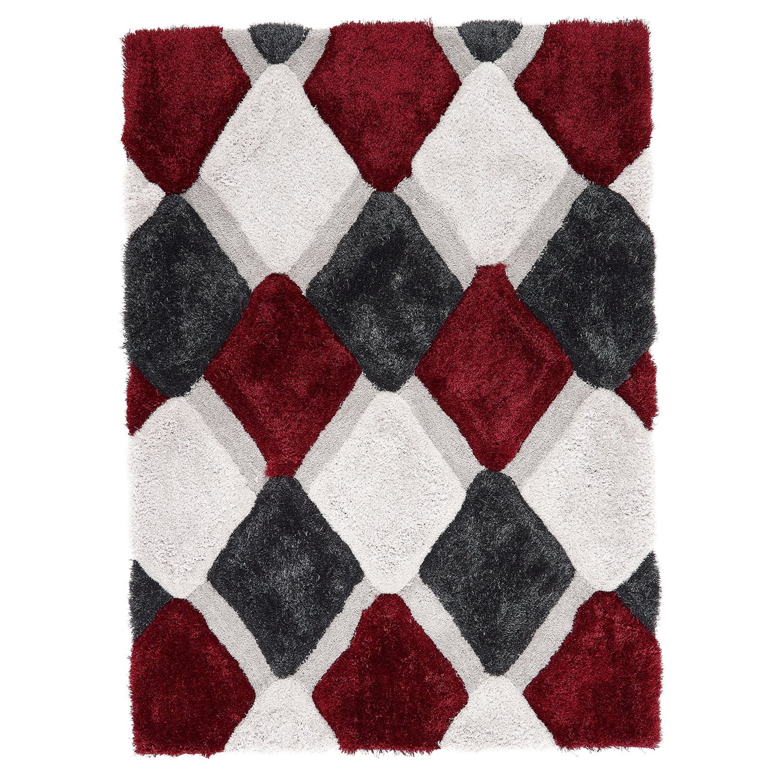 Origins 3D Geo Shaggy Red Rug