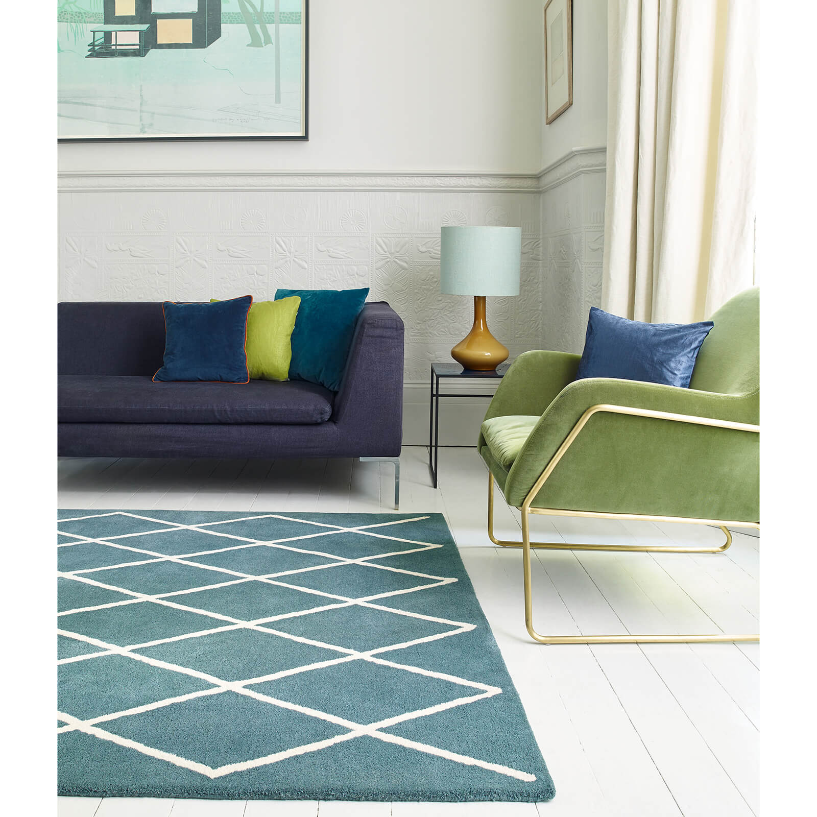 Asiatic Albany Diamond Teal Rug