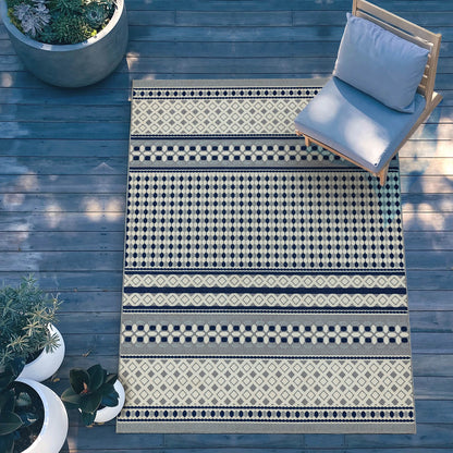 Asiatic Antibes AN06 Geometric Blue / White Rug