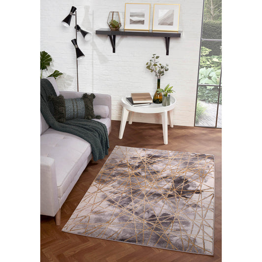 Handmade Carpets Bianco 185TA Dark Grey Gold Rug