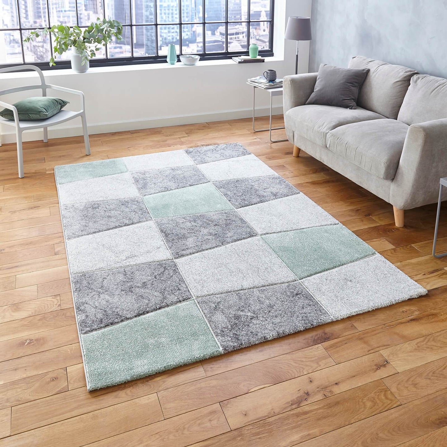 Think Rugs Brooklyn 22192 Grey / Green Rug