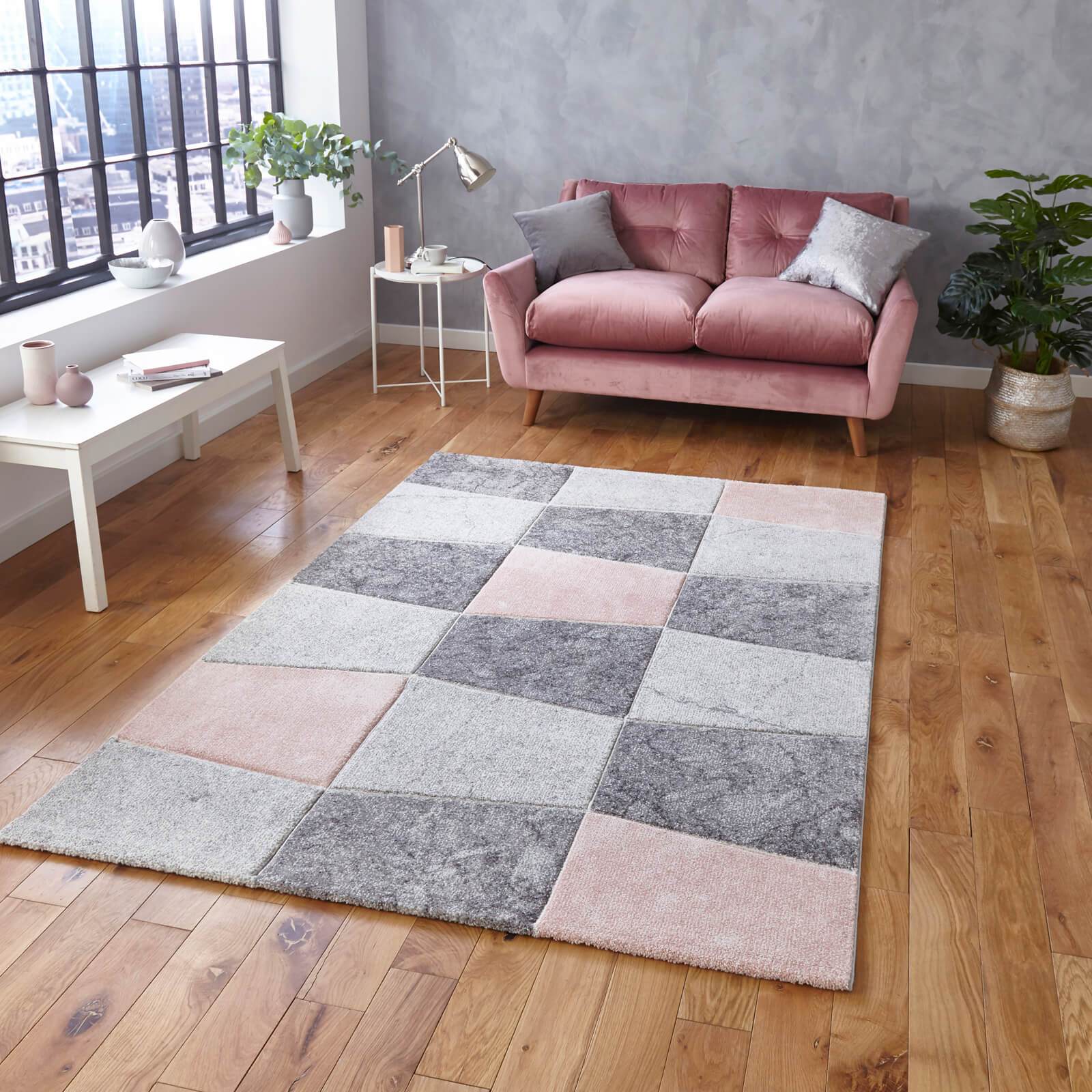 Think Rugs Brooklyn 22192 Grey / Rose Rug