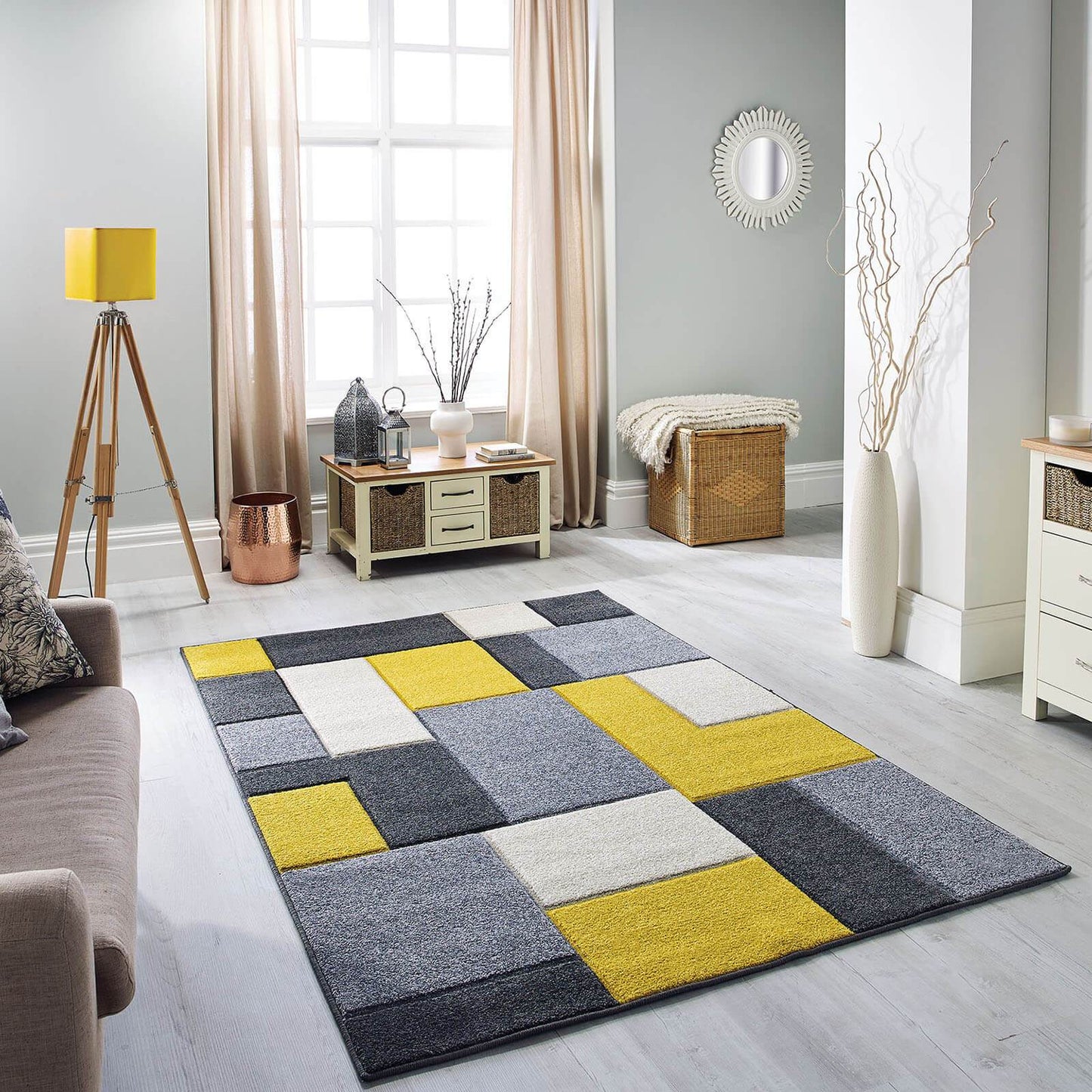 Oriental Weavers Portland 8425 I Grey / Yellow / Cream Rug