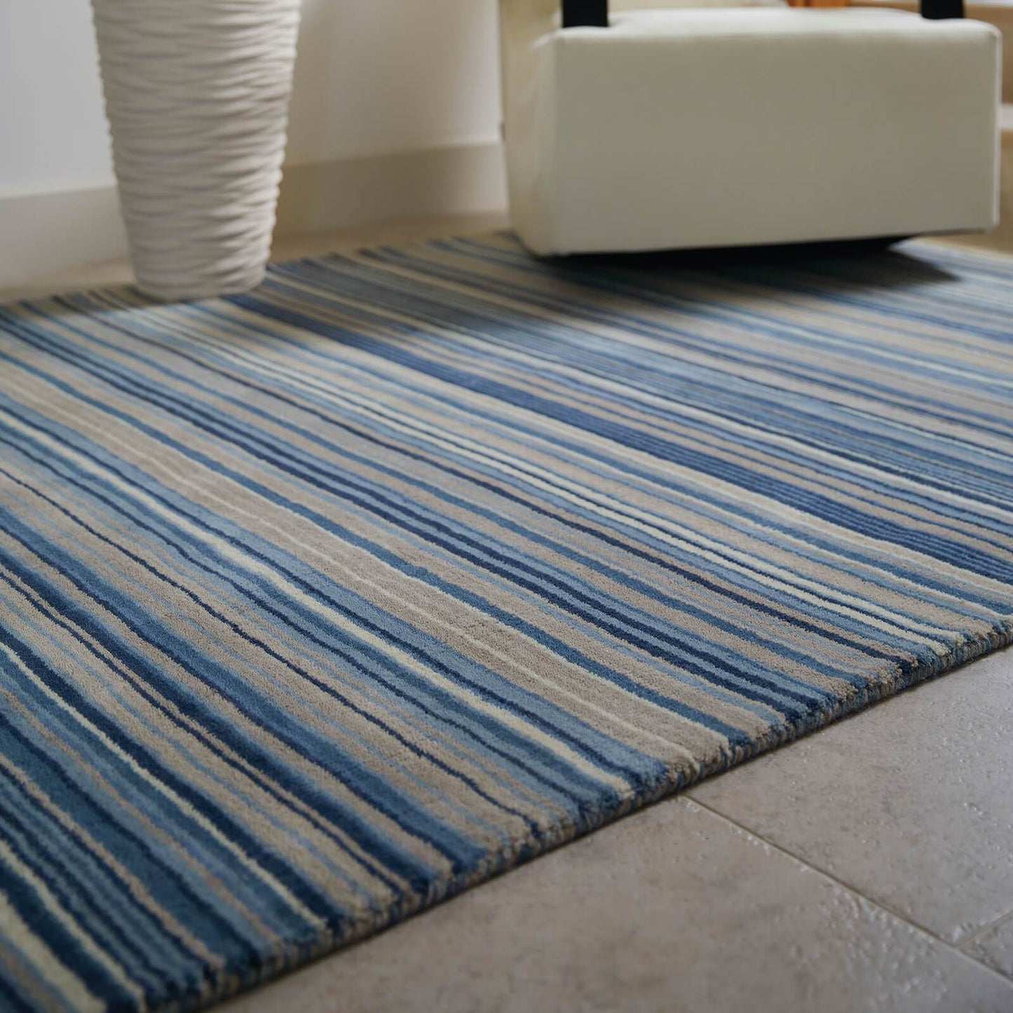 Origins Fine Stripes Blue / Beige Rug