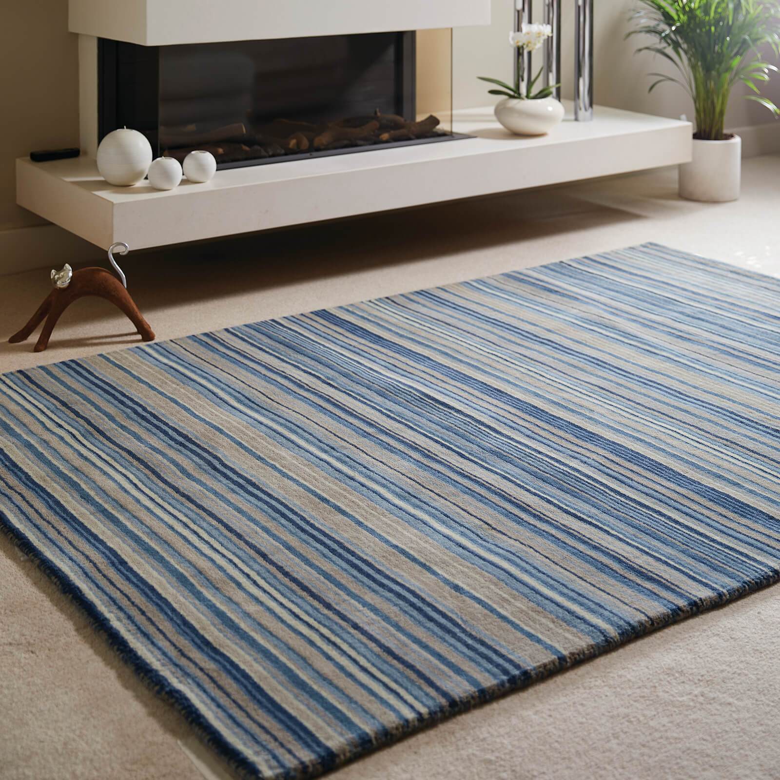 Origins Fine Stripes Blue / Beige Rug