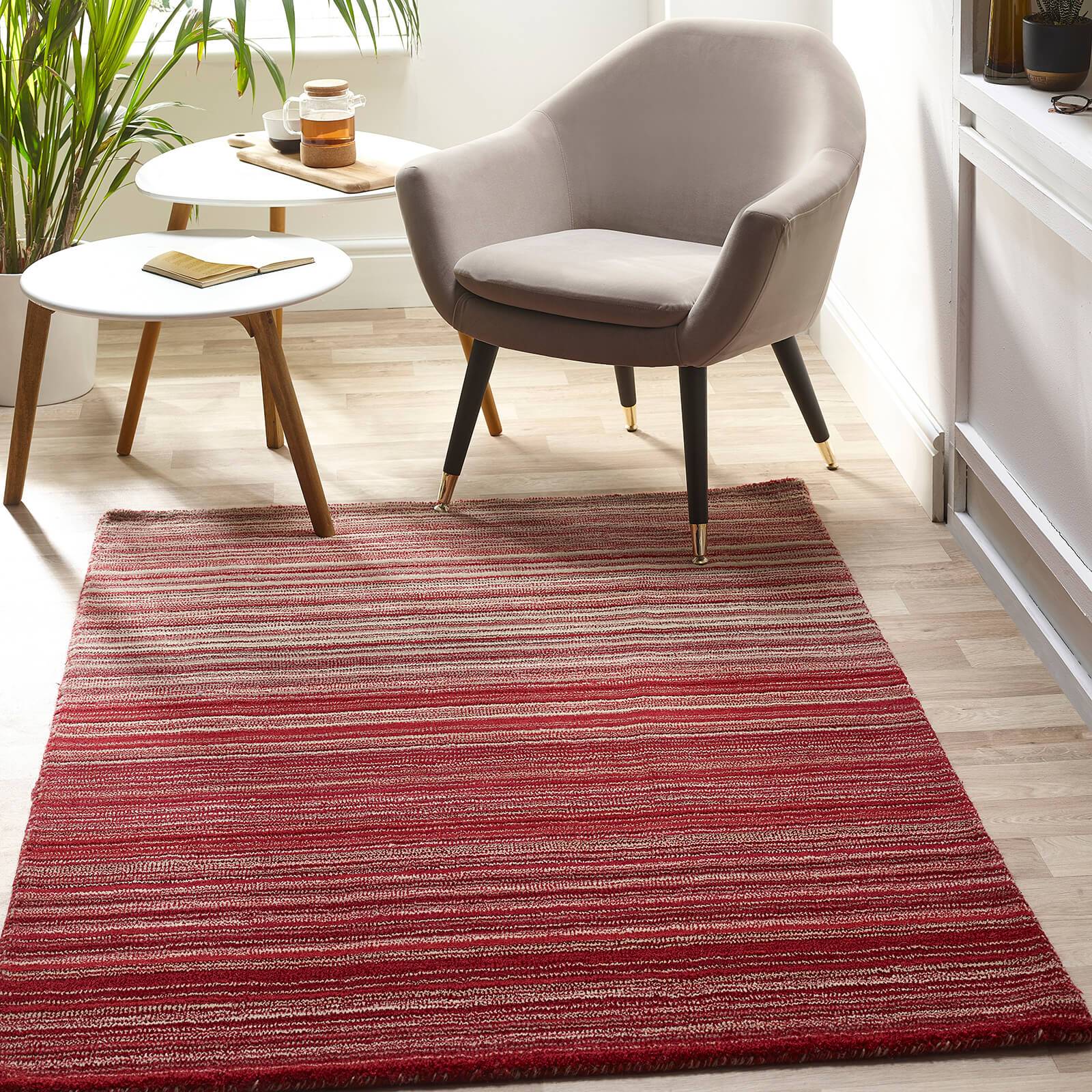 Fine Stripes Red Modern Rugs – Home Linen Store