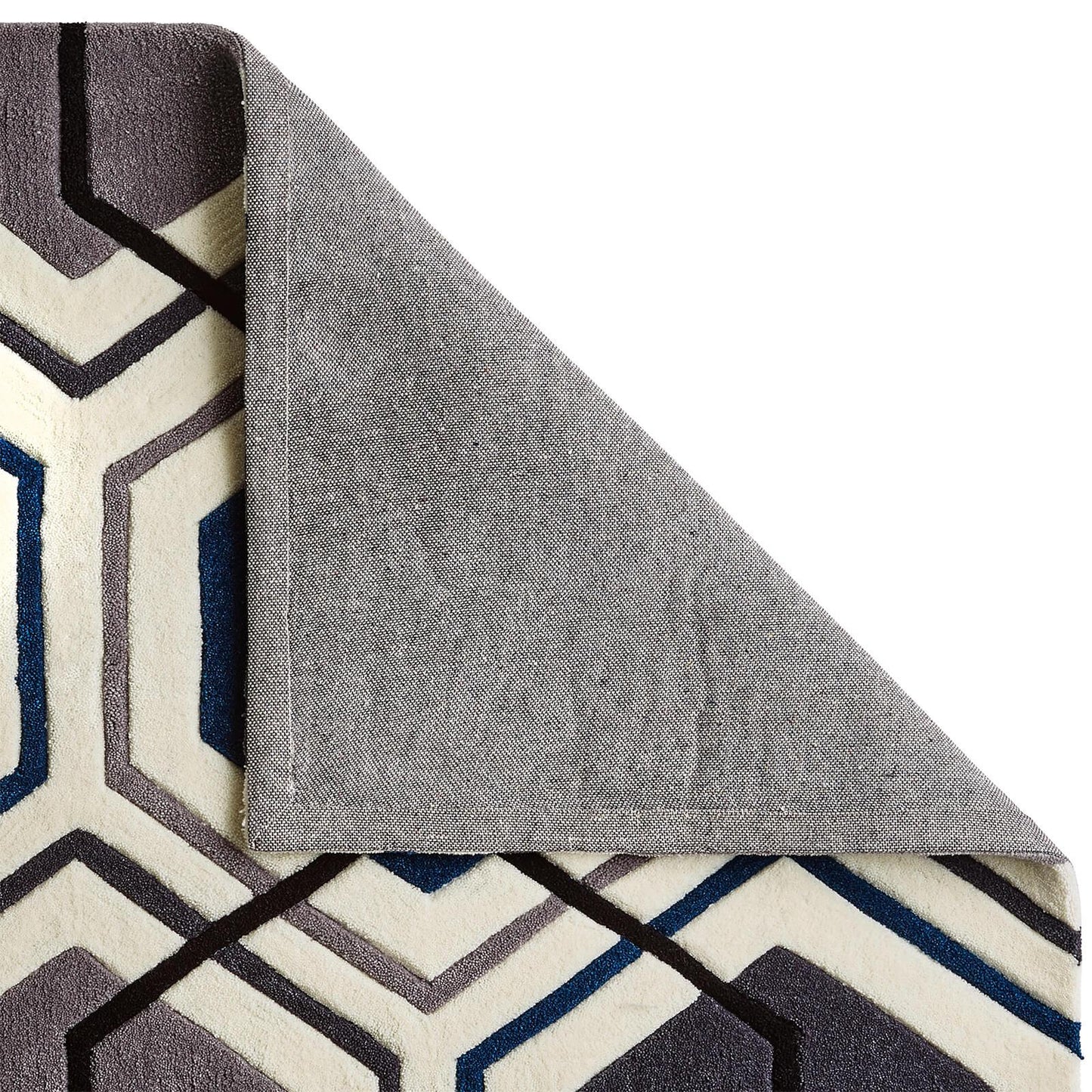 Think Rugs Hong Kong 7526 Grey / Navy Rug