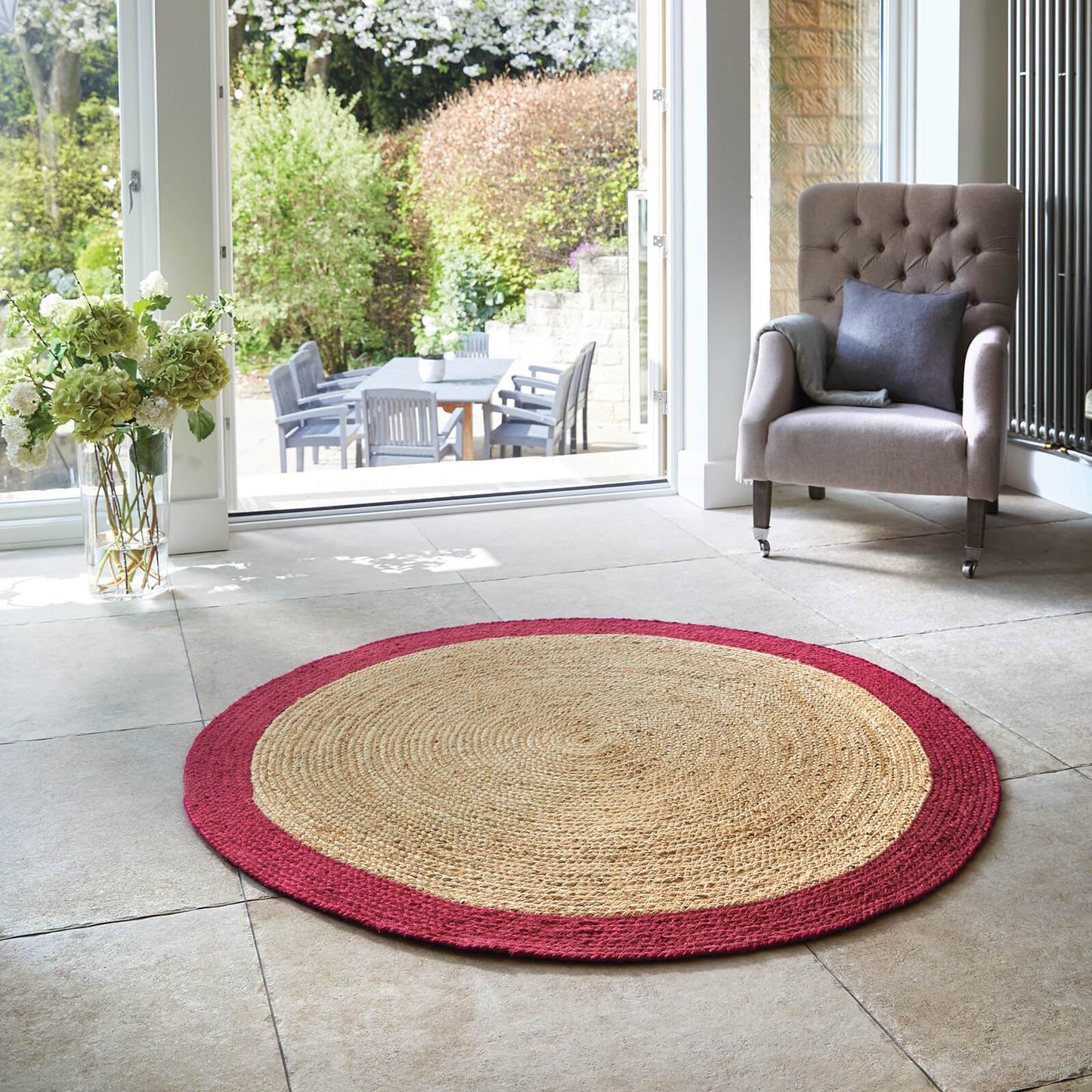 Origins Jute Border Raspberry Rug