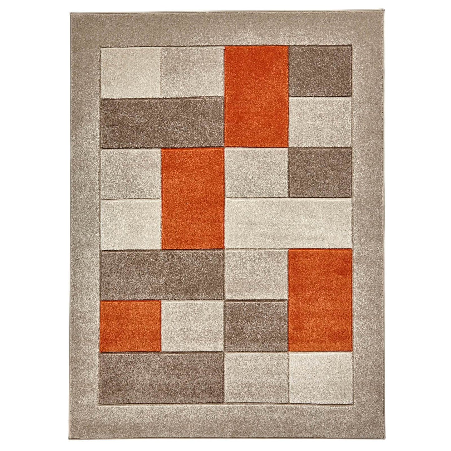 Think Rugs Matrix MT04 Beige / Terracotta Rug