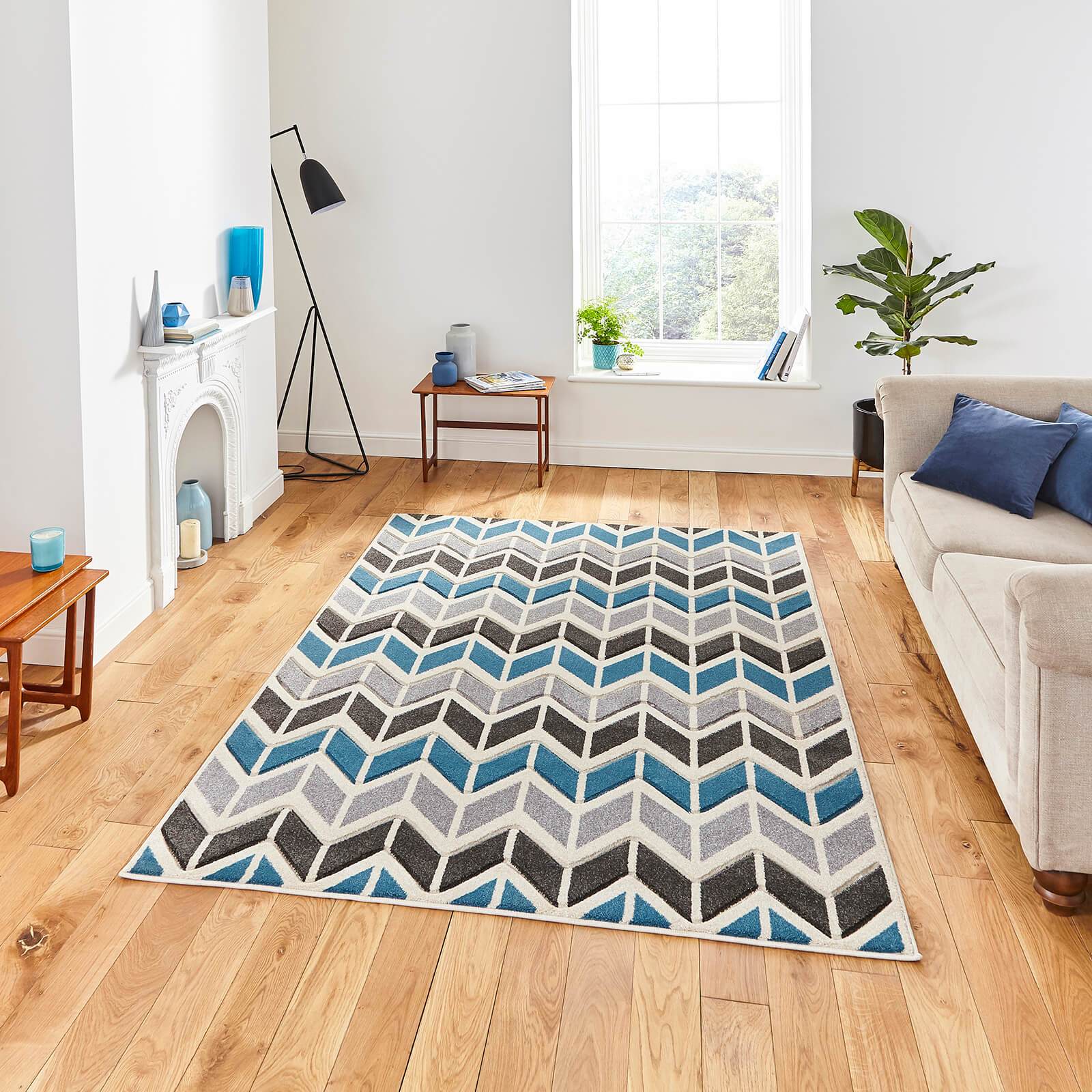 Think Rugs Matrix MT24 Grey / Blue Rug