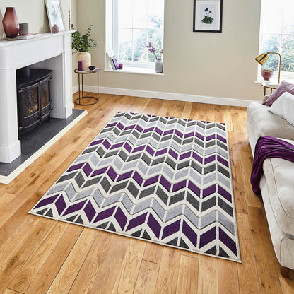 Think Rugs Matrix MT24 Grey / Purple Rug