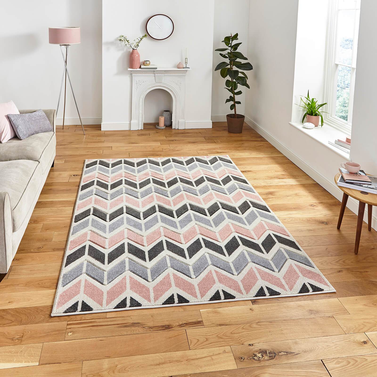 Think Rugs Matrix MT24 Grey / Rose Rug