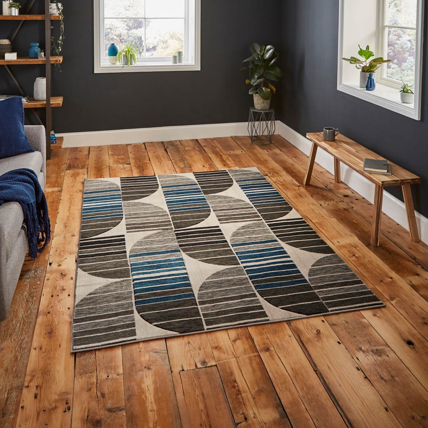 Think Rugs Pembroke HB33 Grey / Blue Rug