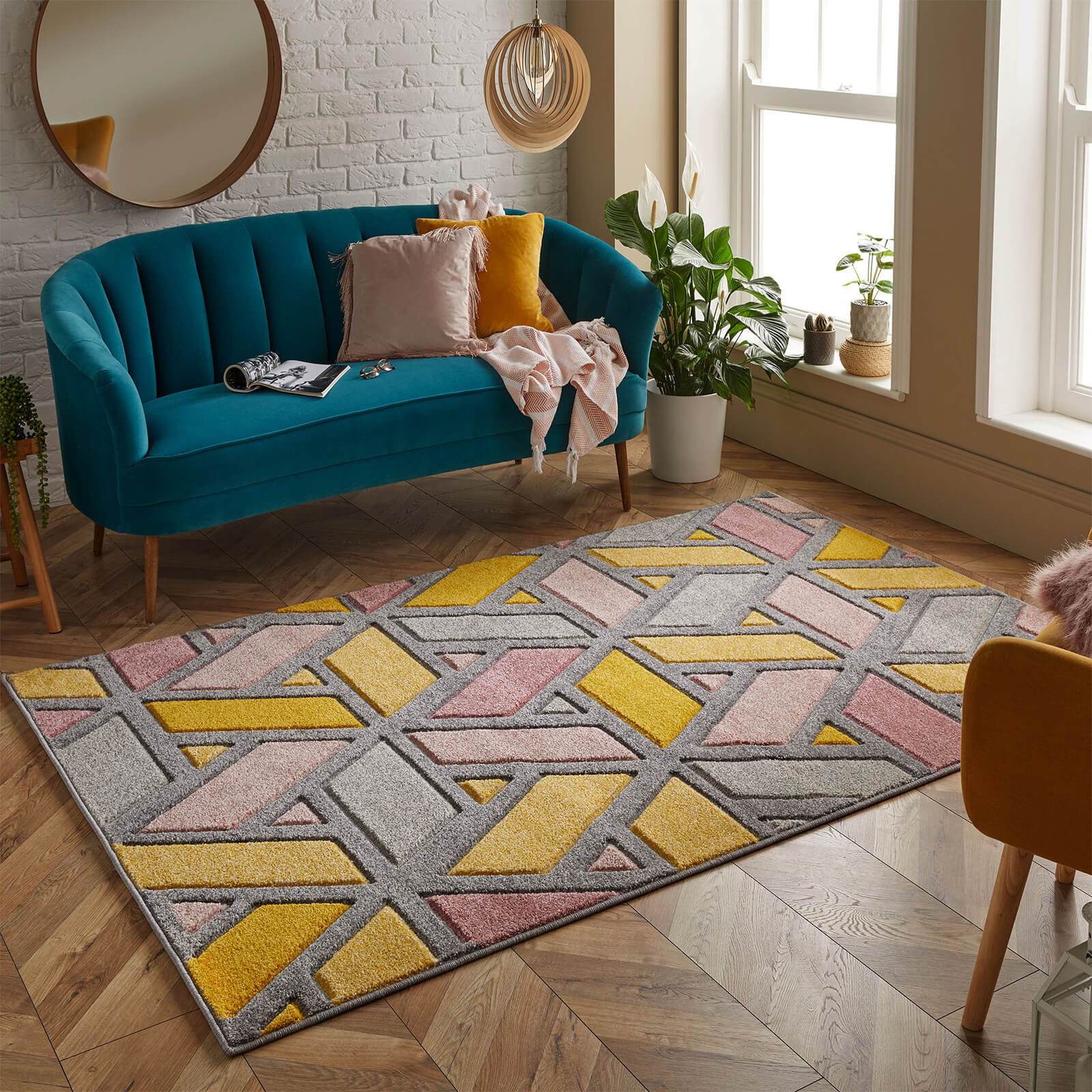 Oriental Weavers Portland 5153 U Yellow / Pink / Grey / Cream Rug