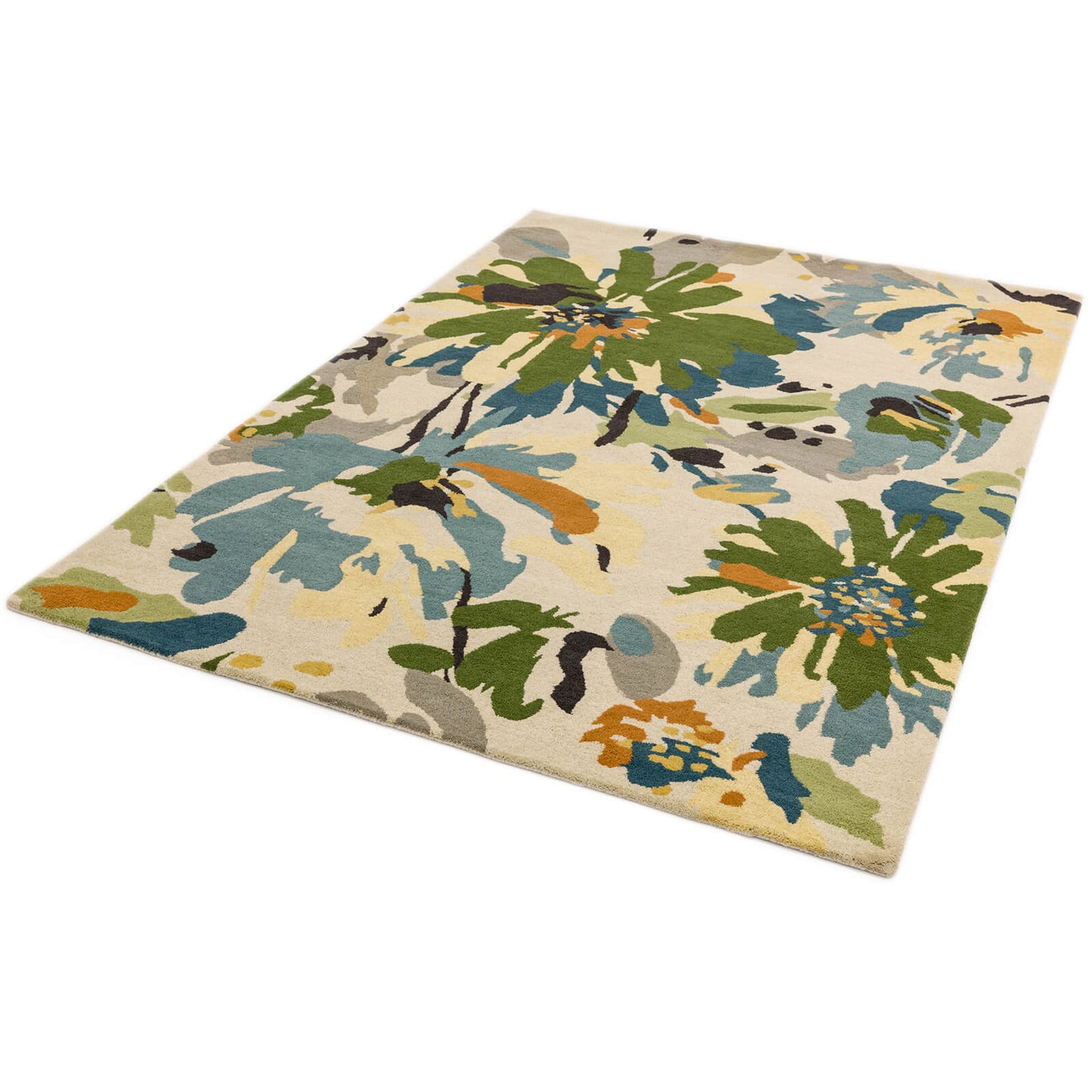 Asiatic Reef RF11 Floral Green Multi Rug