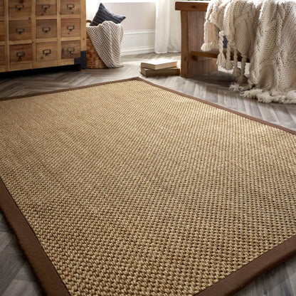 Origins Sisal Rug Warm Natural with Dark Brown Border Rug